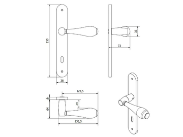 HARMONY-PLACCA - Brass door handle on back plate by Fama International - view 3
